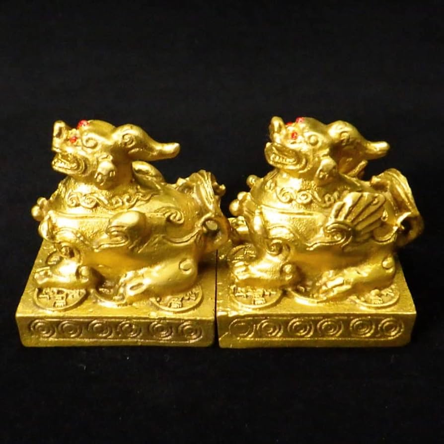 銅製置き物　ヒキュウ　貔貅　一対 Amazon.co.jp: ヒキュウ 貔貅 ひきゅう 雄雌セット 一対 銅製